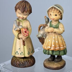 Anri Fernandez Italy 3” Wood Carvings First Blossom, Bewildered READ DESCRIPTION